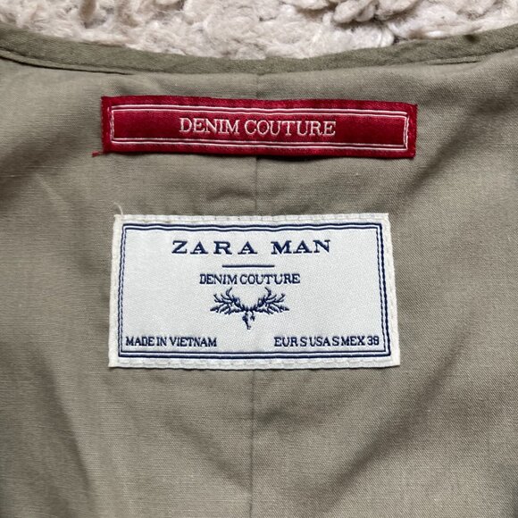 BRAND NEW - Zara Man Green Linen Vest Jacket (Size Small) - Picture 7 of 10
